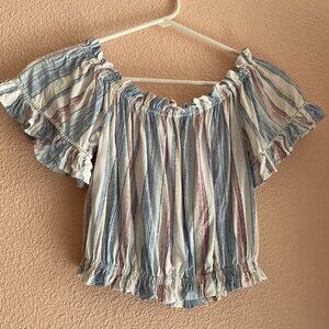 Ocean Drive Off the Shoulder Short Peasant Style Cropped Top (Size S)